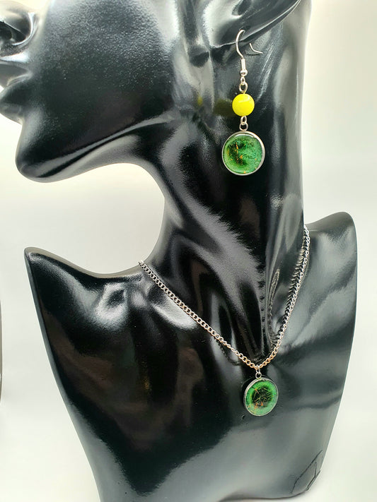 Jade resin jewellery set