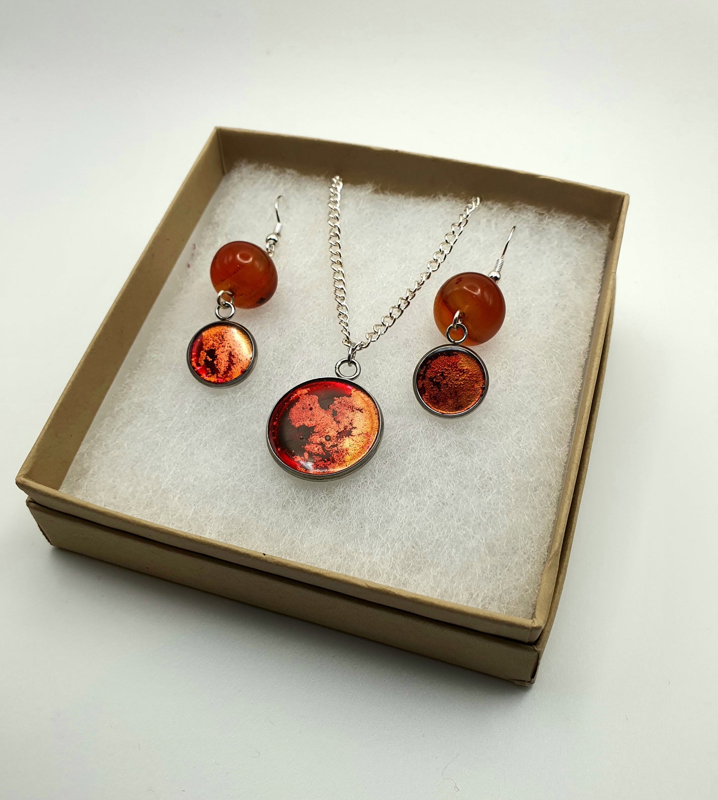 Agate resin jewellery set