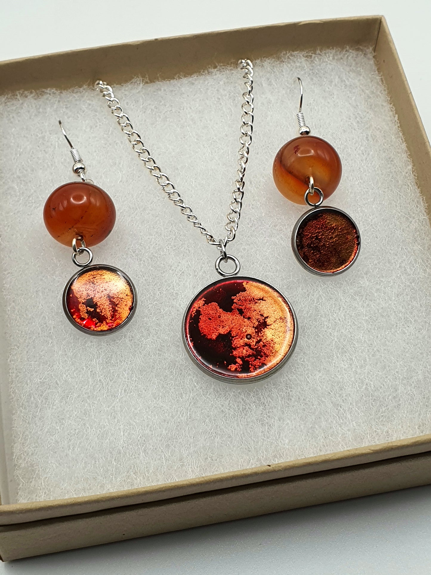 Agate resin jewellery set