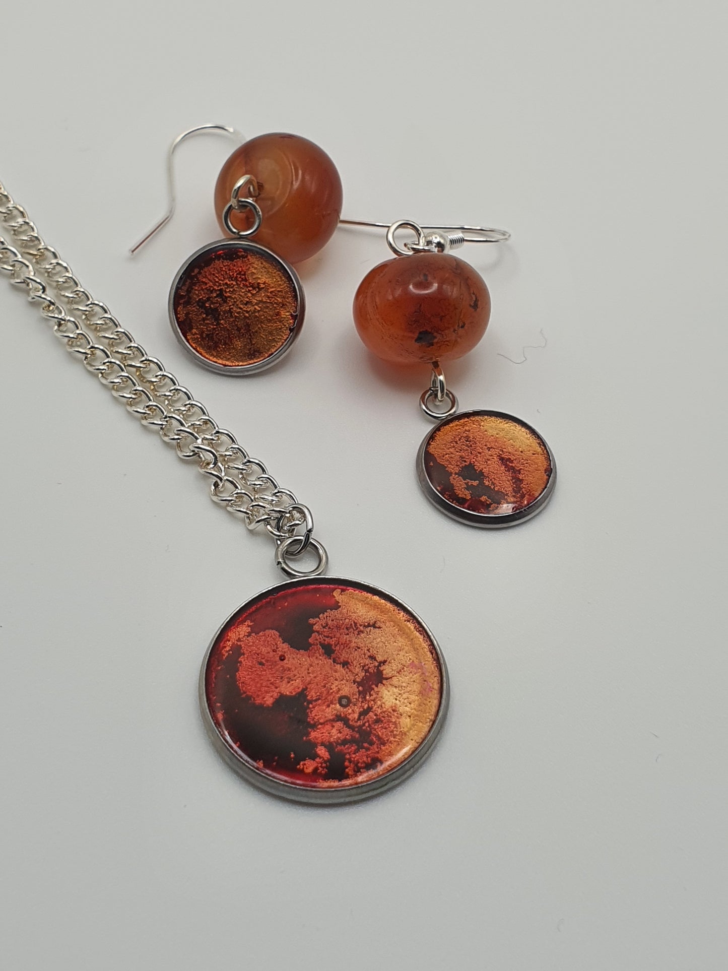 Agate resin jewellery set