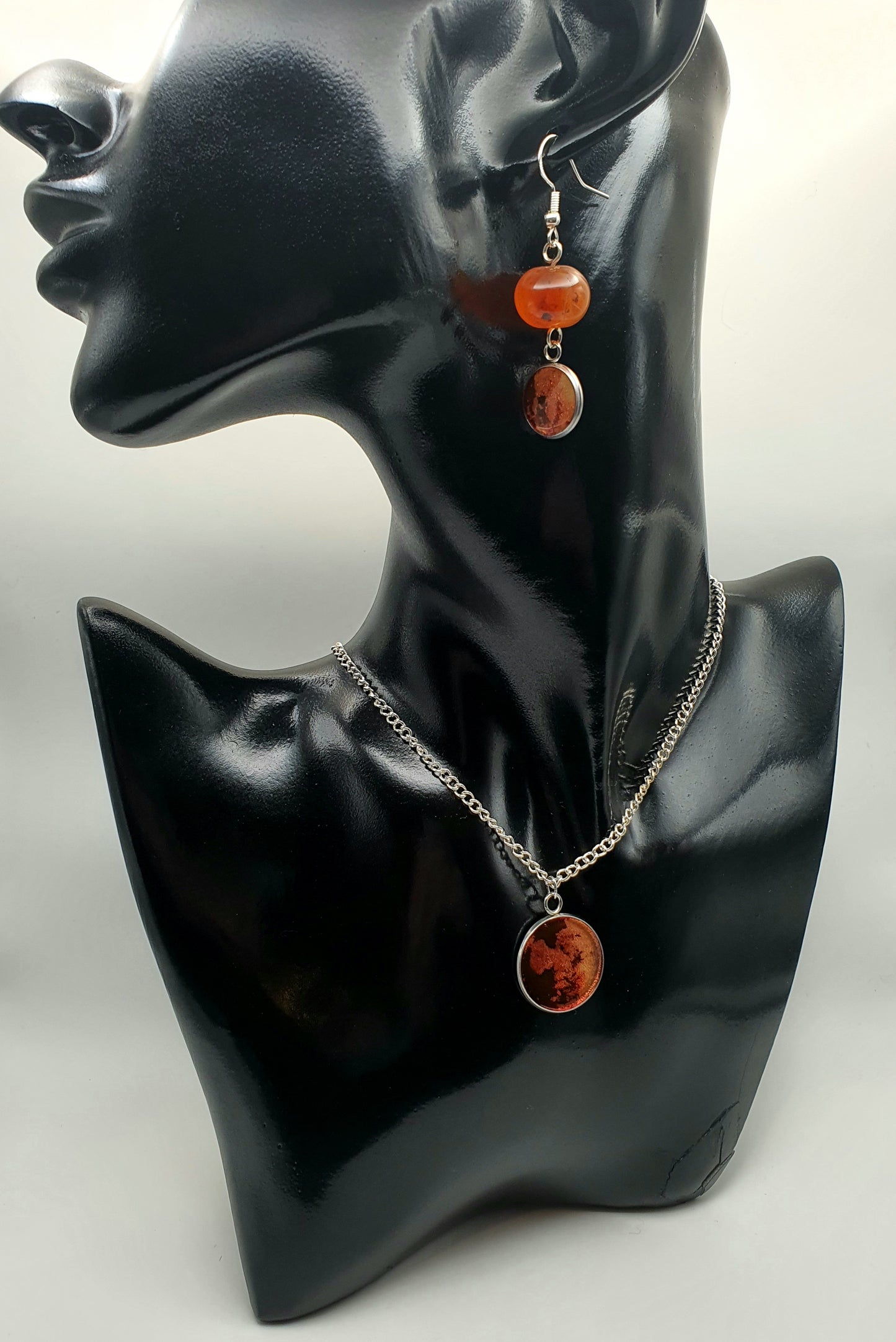 Agate resin jewellery set