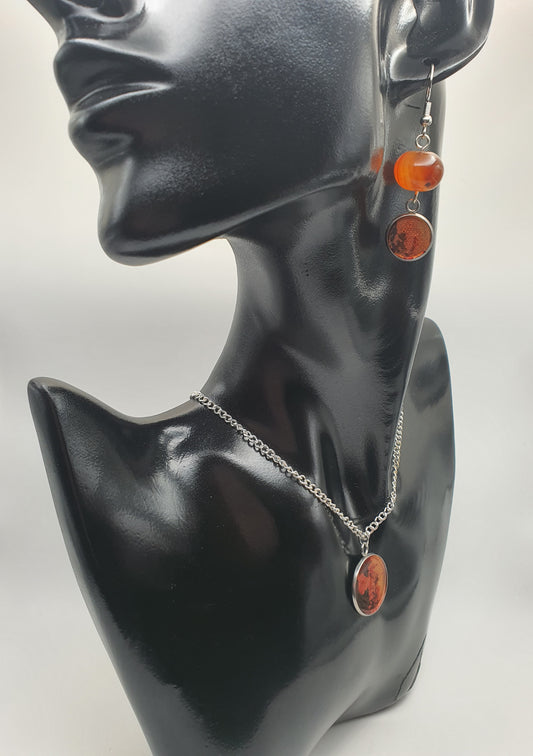 Agate resin jewellery set